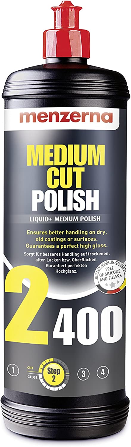 Menzerna Medium Cut Polish 2400 - Professional Car Paint Correction Compound for Scratch Removal & Swirl Marks - Perfect for Auto Detailing & Restoration Projects