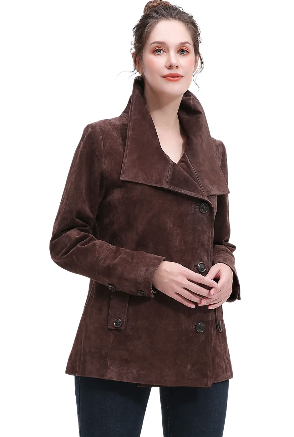 BGSD Women's Jane Suede Leather Jacket - Plus Size & Petite Available | Stylish Fall Outerwear for Casual Wear, Date Nights & Office Outfits
