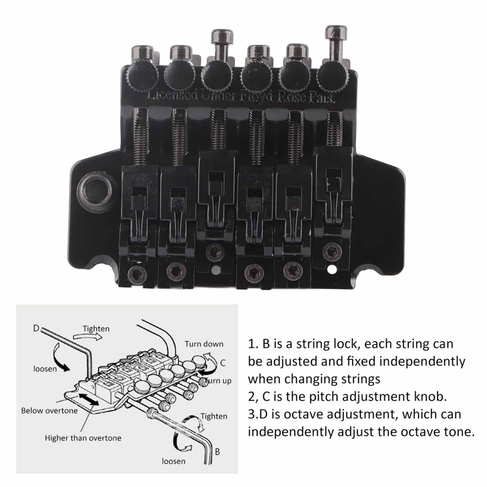 Premium Double Locking Tremolo Bridge System for ST Style Electric Guitars - Black | Enhanced Stability & Tuning Precision for Rock & Metal Performances