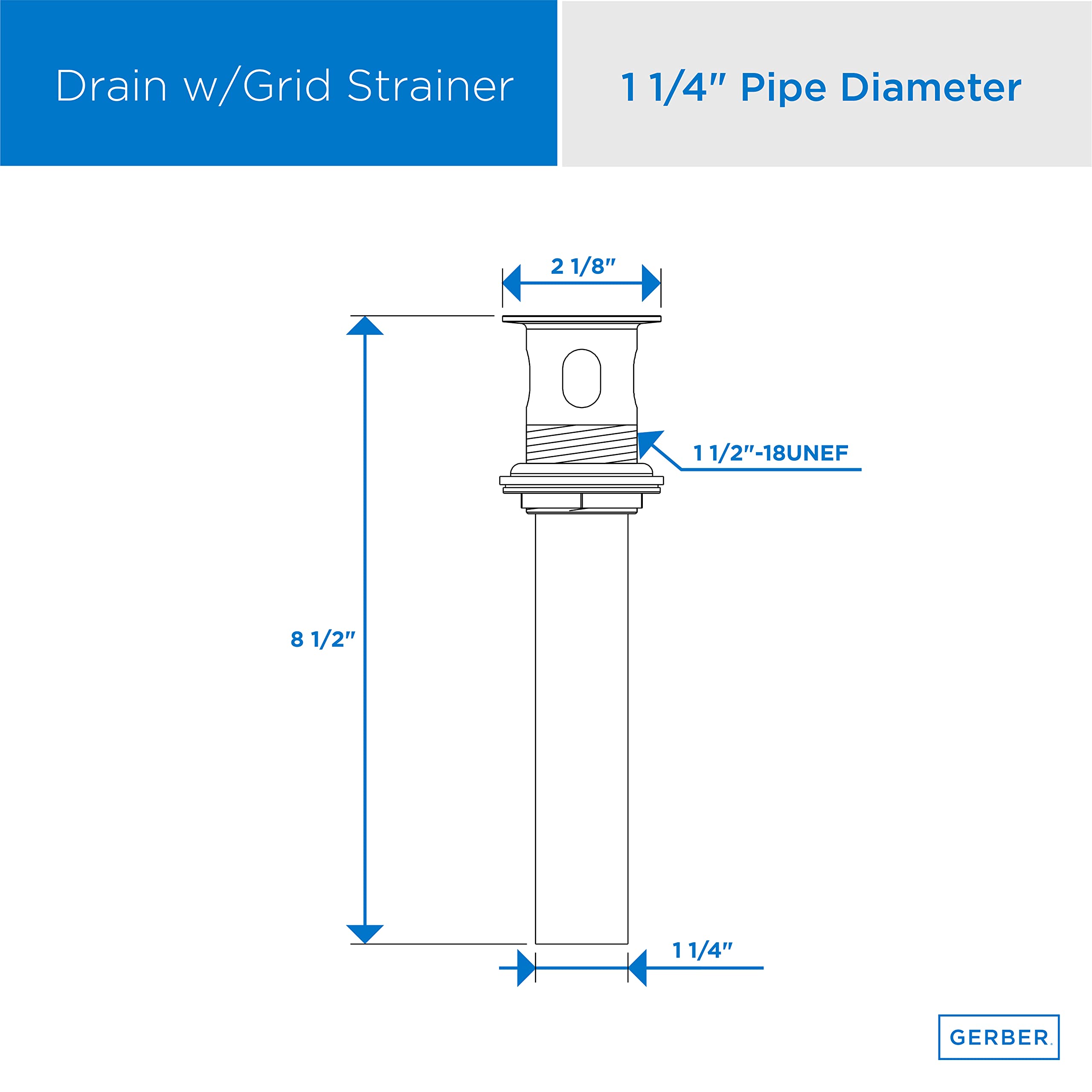 Gerber Plumbing Metal Grid Drain Strainer Assembly with Overflow - Premium Bathroom Sink Drain Cover for Clog Prevention - Perfect for Kitchen & Bathroom Sink Drainage