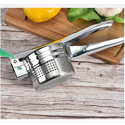 VALINK Stainless Steel Potato Masher & Ricer - Manual Fruit Vegetable Puree Press, Lemon Orange Juicer Squeezer - Durable Kitchen Tool for Smooth Mashed Potatoes, Baby Food, Sauces (Silver, 26.8x9x9.8cm) - Perfect for Home Cooking, Meal Prep & Restaurant Use