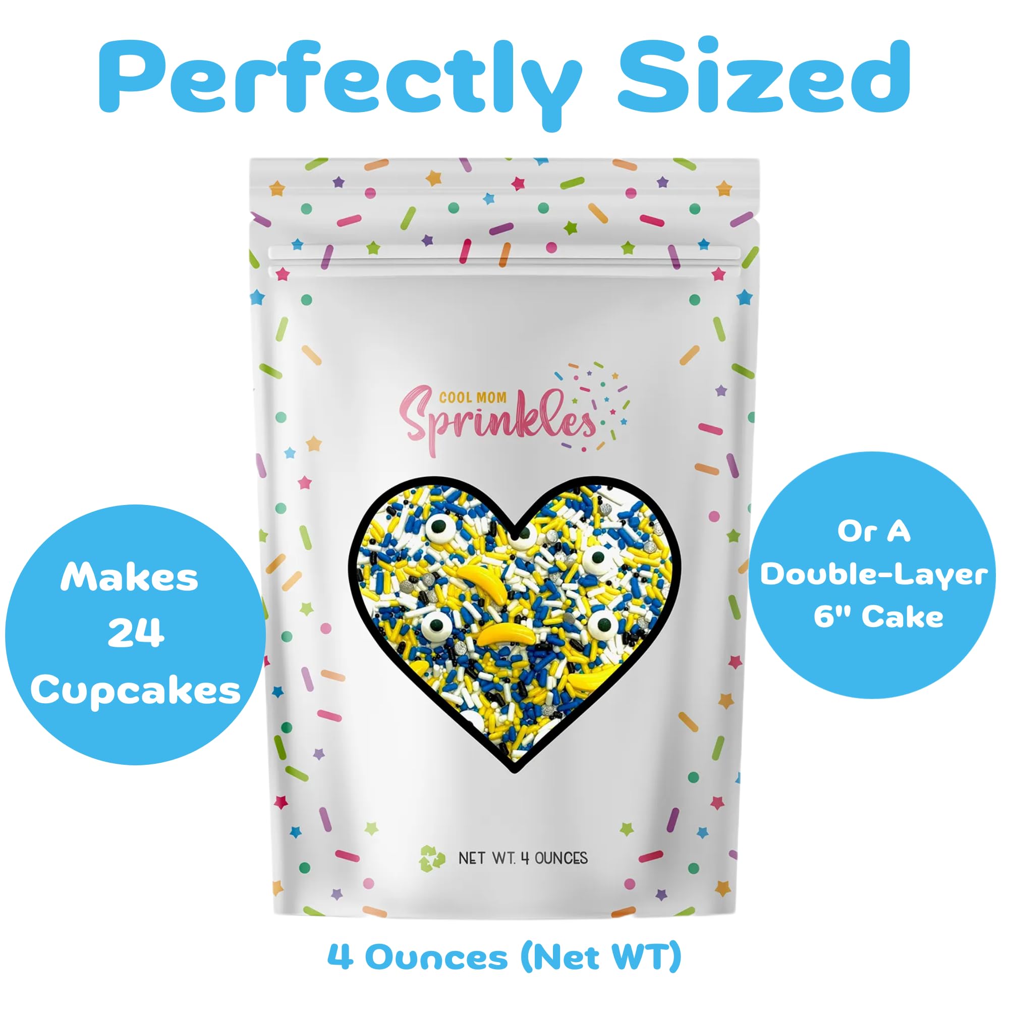 COOL MOM SPRINKLES Blue & Yellow Birthday Cake Sprinkles (4 oz) - Gluten-Free USA Made Decorating Sprinkles for Cakes, Cupcakes, Cookies - Perfect for Birthday Parties, Baby Showers & Holiday Desserts