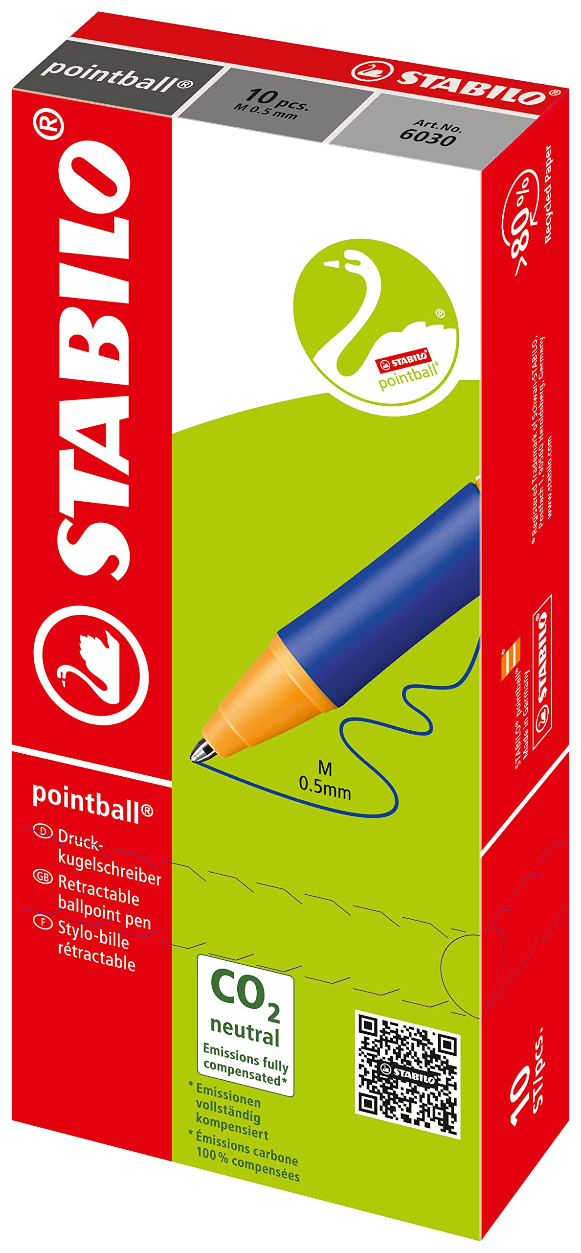 STABILO Ballpoint Pens, Fine Point 0.7mm, Pack of 10, Lilac Purple Ink - Perfect for Office, School, Note Taking & Gift Giving