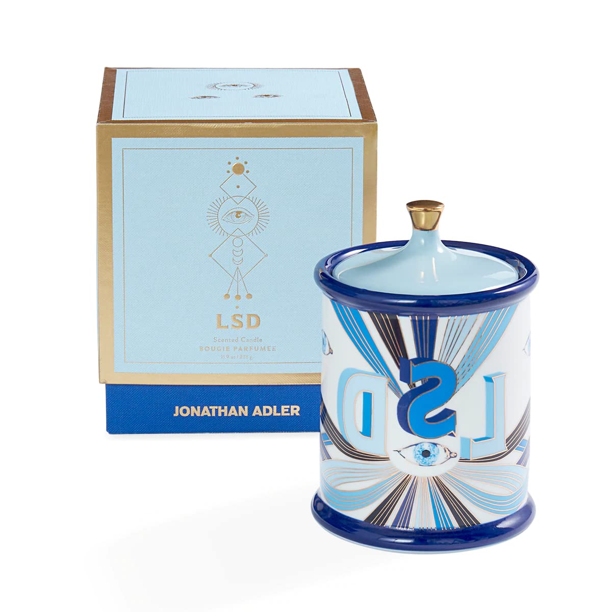 Jonathan Adler Druggist LSD Scented Candle with Real Sparkly Gold Accents - Luxury Home Fragrance for Living Room, Bedroom & Bathroom Decor
