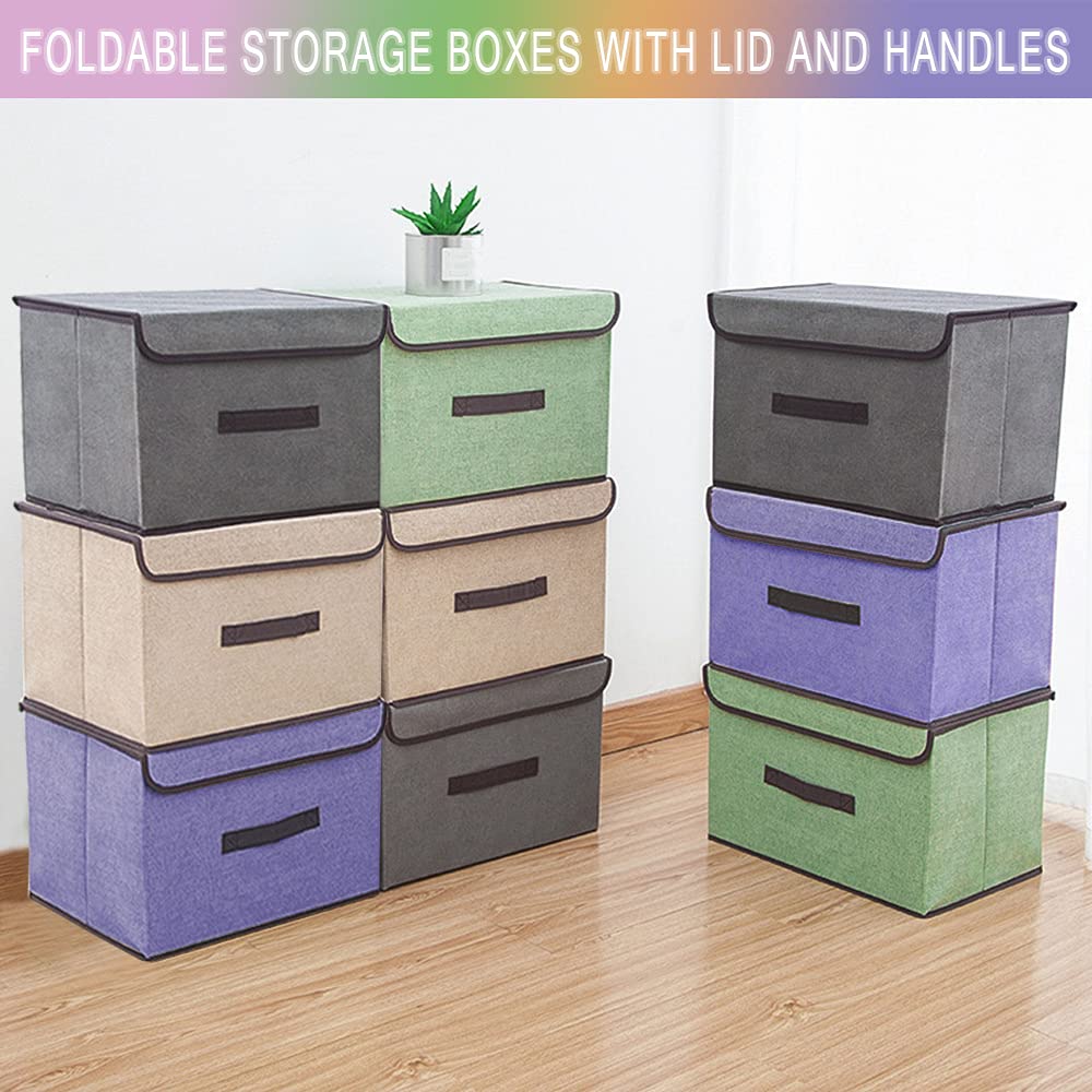 Foldable Storage Box with Dustproof Lid & Handle - Collapsible Organizer for Closet, Bedroom, Home - Beige | Perfect for Seasonal Clothes, Toys & Home Organization