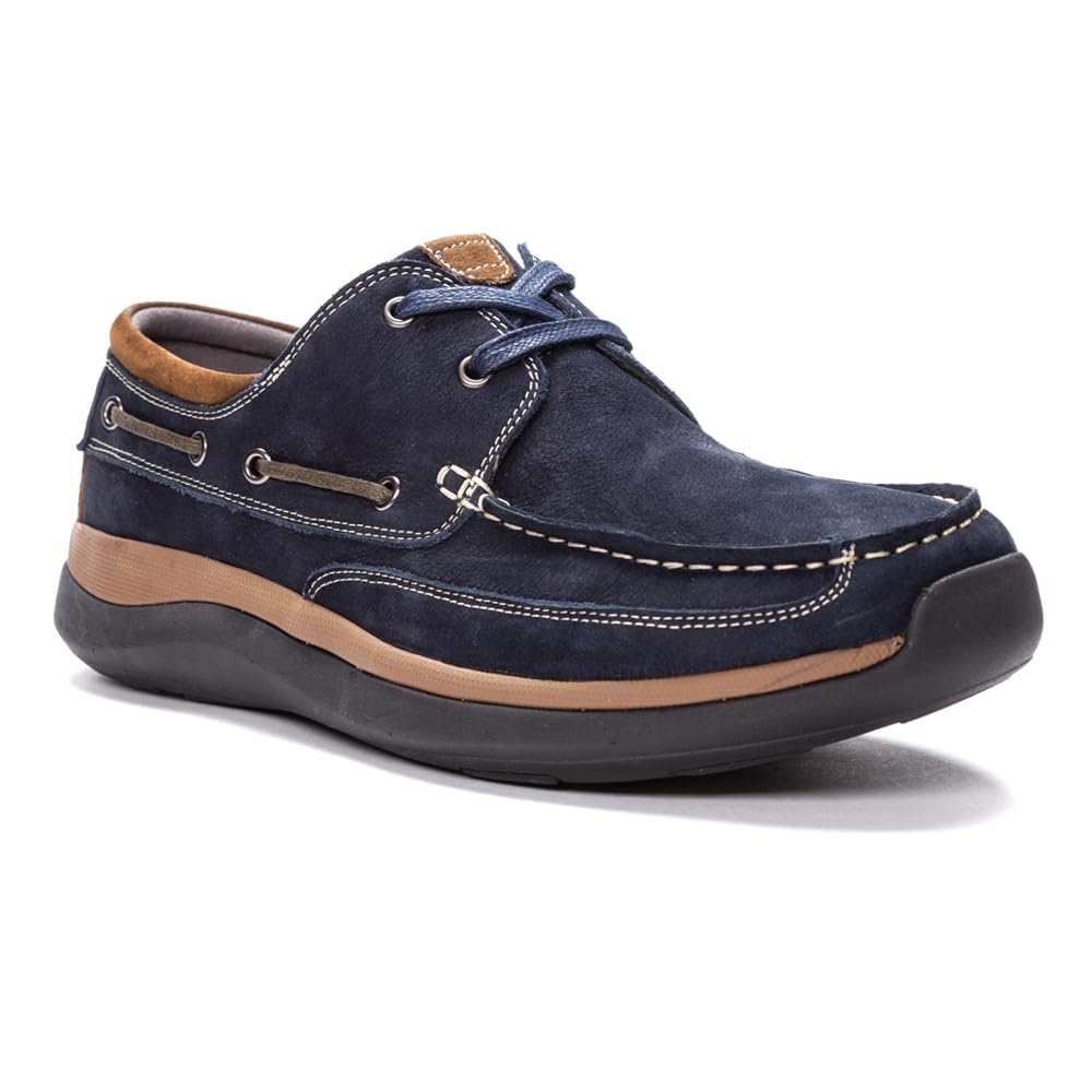 Propet Men's Pomeroy Boat Casual Shoes - Comfortable Slip-On Deck Shoes for Men, Navy Blue - Perfect for Boating, Walking & Casual Wear