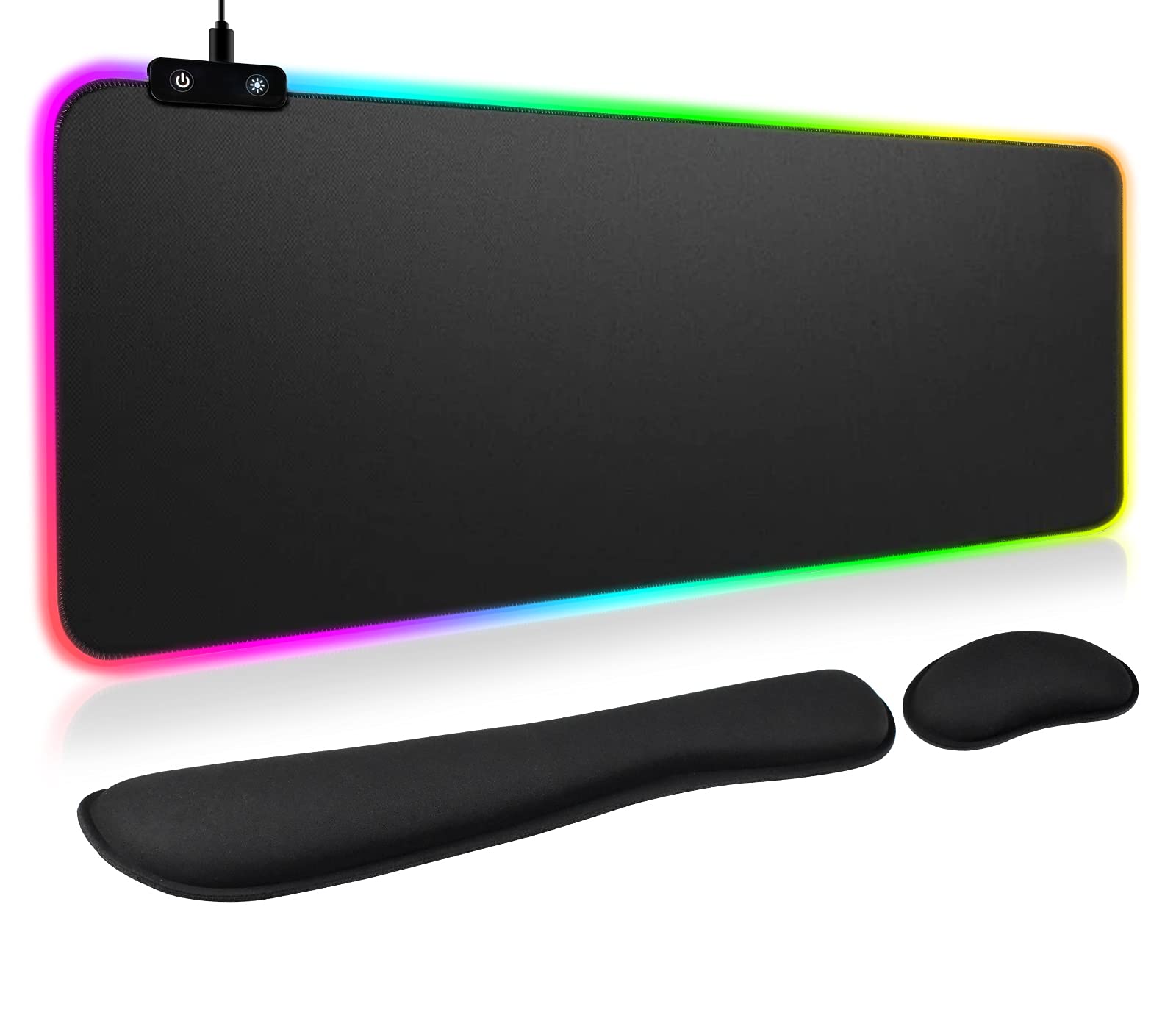 IVIENX 3-in-1 RGB LED Gaming Mouse Pad with Wrist Support - 31.5×11.8 Inch Large Gaming Keyboard Mat, 15 Light Modes & 2 Brightness Levels - Perfect for PC Gaming Setup, Office Work & Streaming Station Accessories
