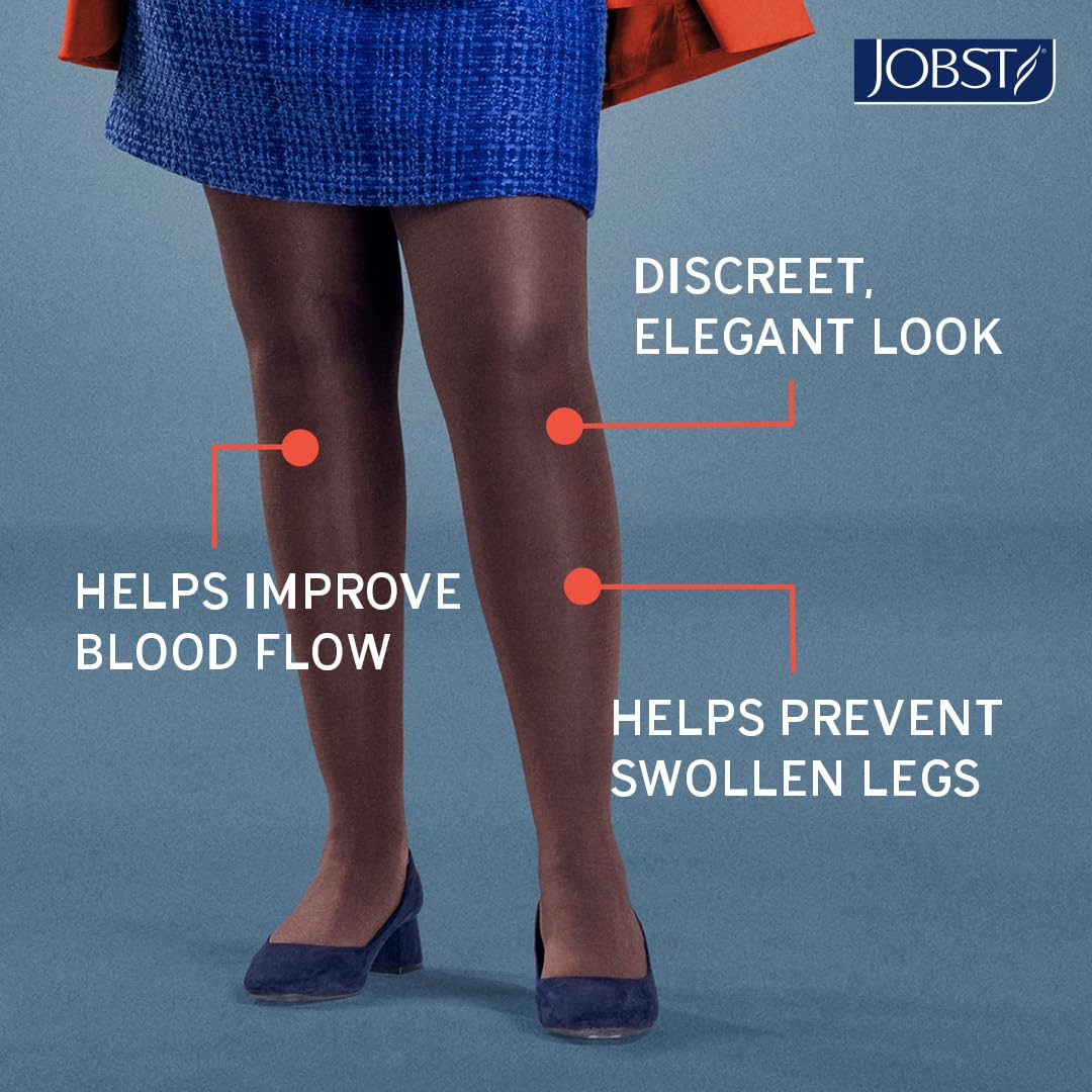 JOBST UltraSheer 20-30mmHg Thigh High Compression Stockings with Silicone Band - Closed Toe, Large, Sun Bronze (119134) - Ideal for Varicose Veins, Edema & Post-Surgery Recovery