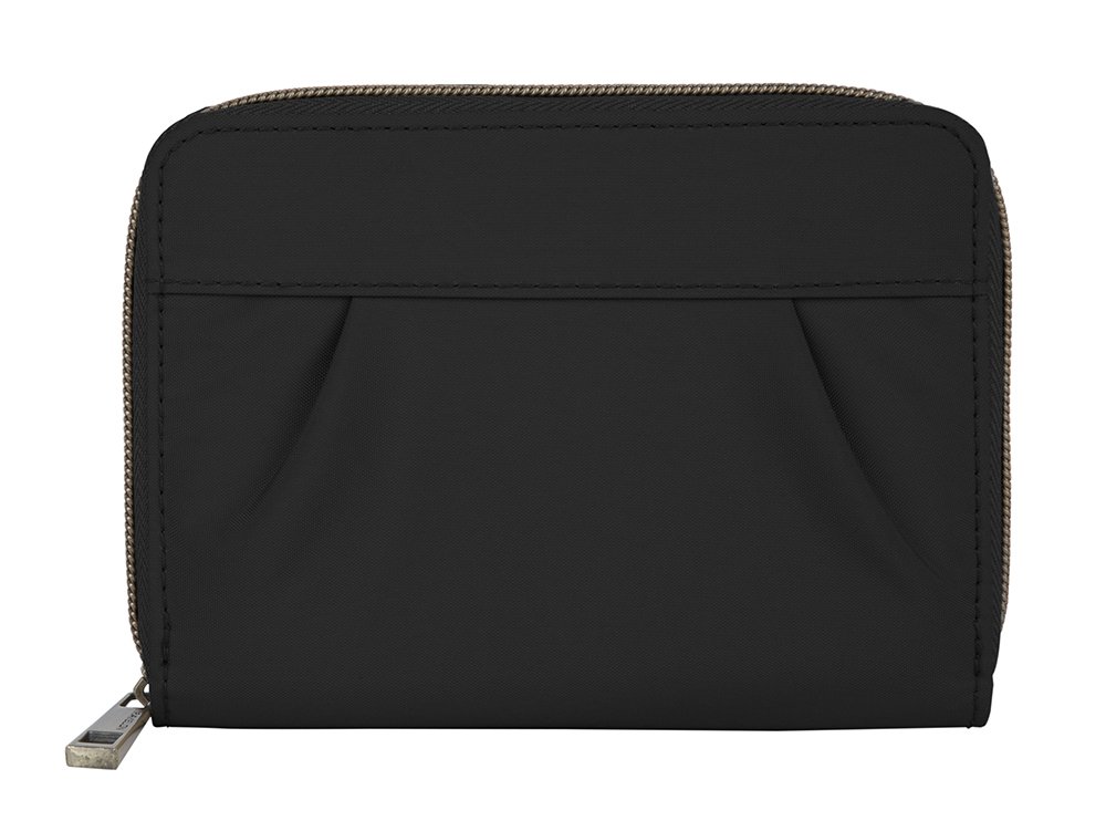 Travelon Signature Pleated RFID Blocking Passport Wallet for Women & Men - Slim Travel Organizer with Multiple Card Slots & Zippered Pockets - Perfect for International Trips, Airplane Travel & Vacation Essentials (Black)