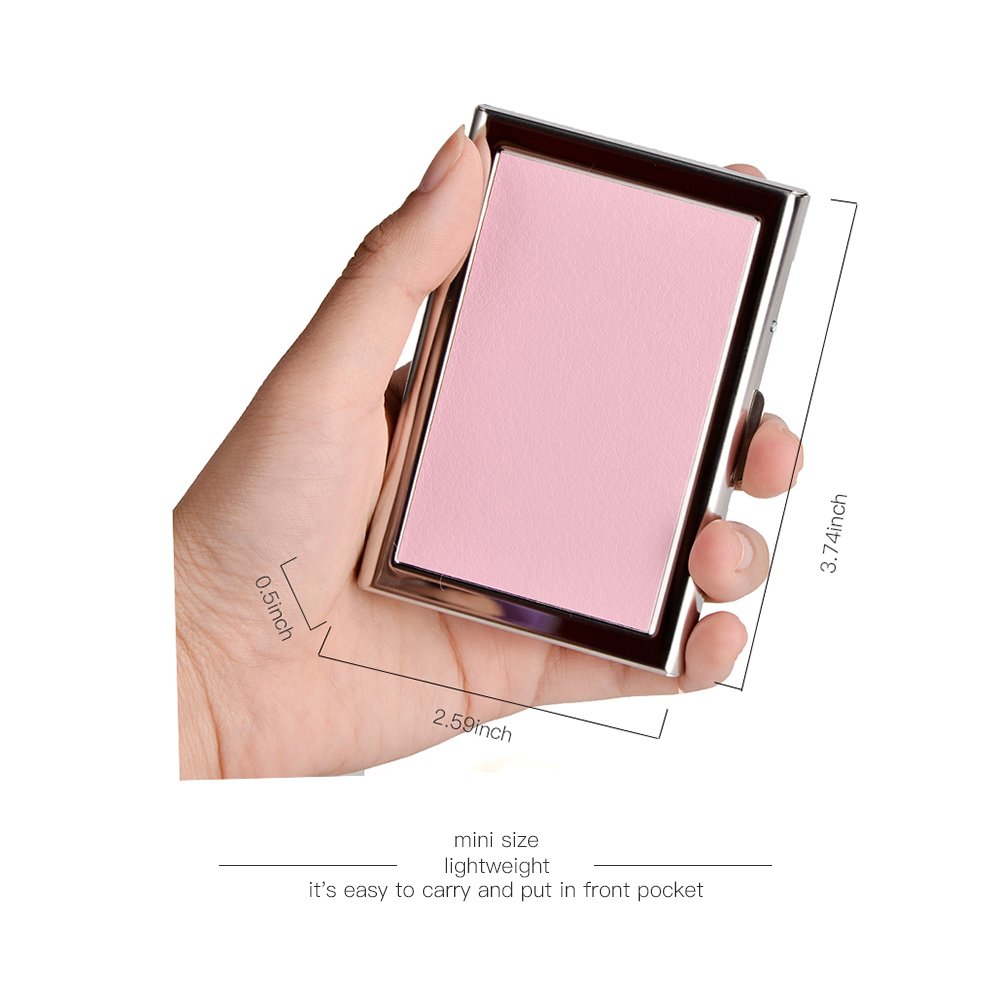 EASTNIGHTS RFID Blocking Metal Credit Card Holder - Slim Wallet for Men & Women - Business Card Case (Pink) - Perfect for Travel, Office & Everyday Use