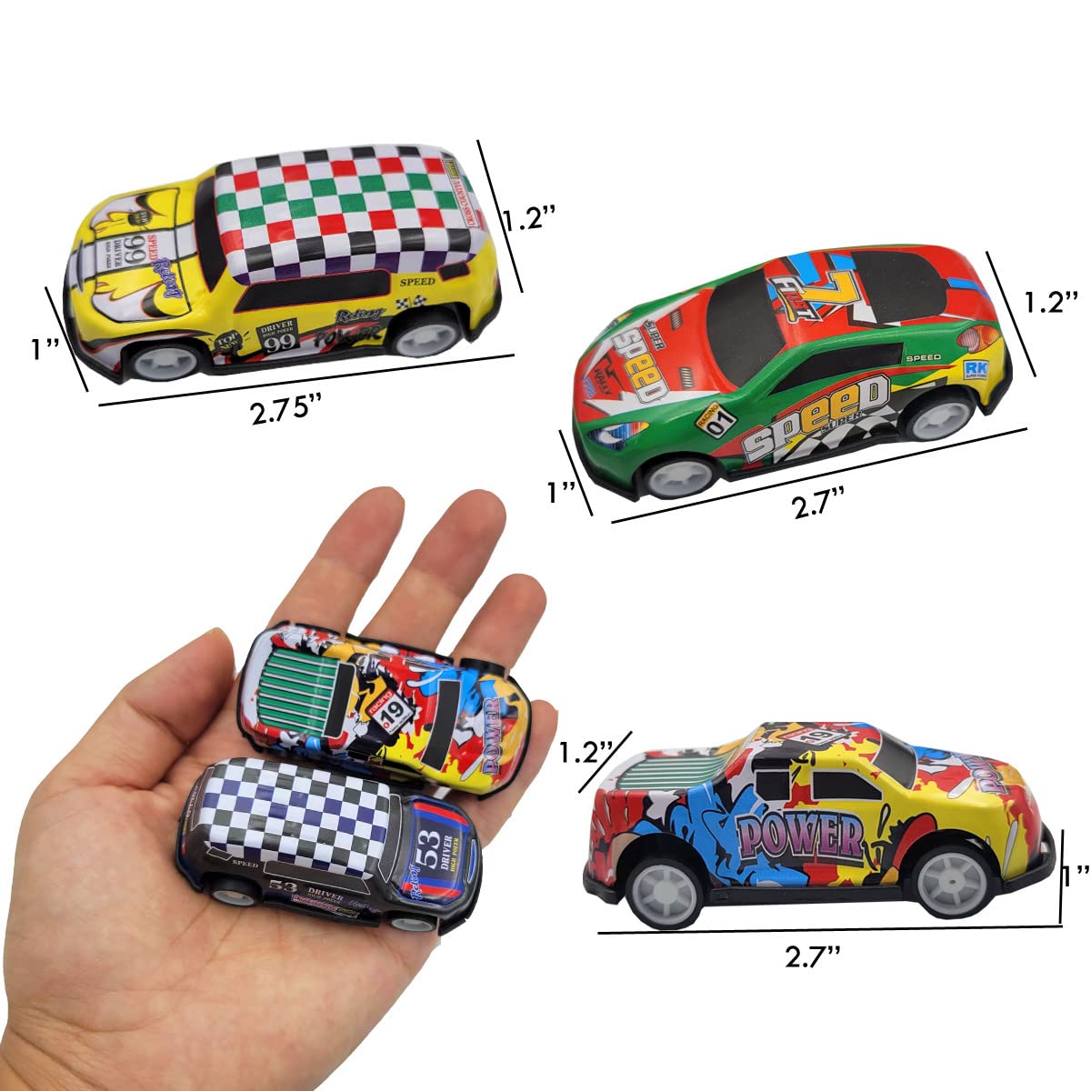 SeeuFun 24 Pack 2.7 Inch Pull Back Racing Cars - Die Cast Metal Friction Powered Toy Vehicles Set for Kids (Boys & Girls) - Perfect for Birthday Gifts, Party Favors & Pretend Play Racing Games