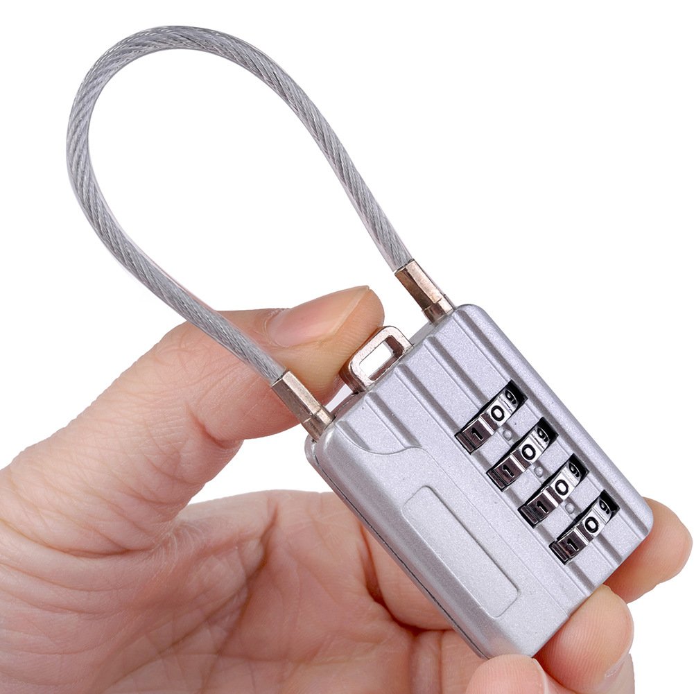 SEPOX 4-Digit Resettable Combination Travel Lock - 21mm Cable Luggage Lock for Suitcases, Backpacks & Gym Lockers - Secure Filing Cabinets, Toolboxes & Cases - Silver (2-Pack) | Perfect for Travel, School & Office Security