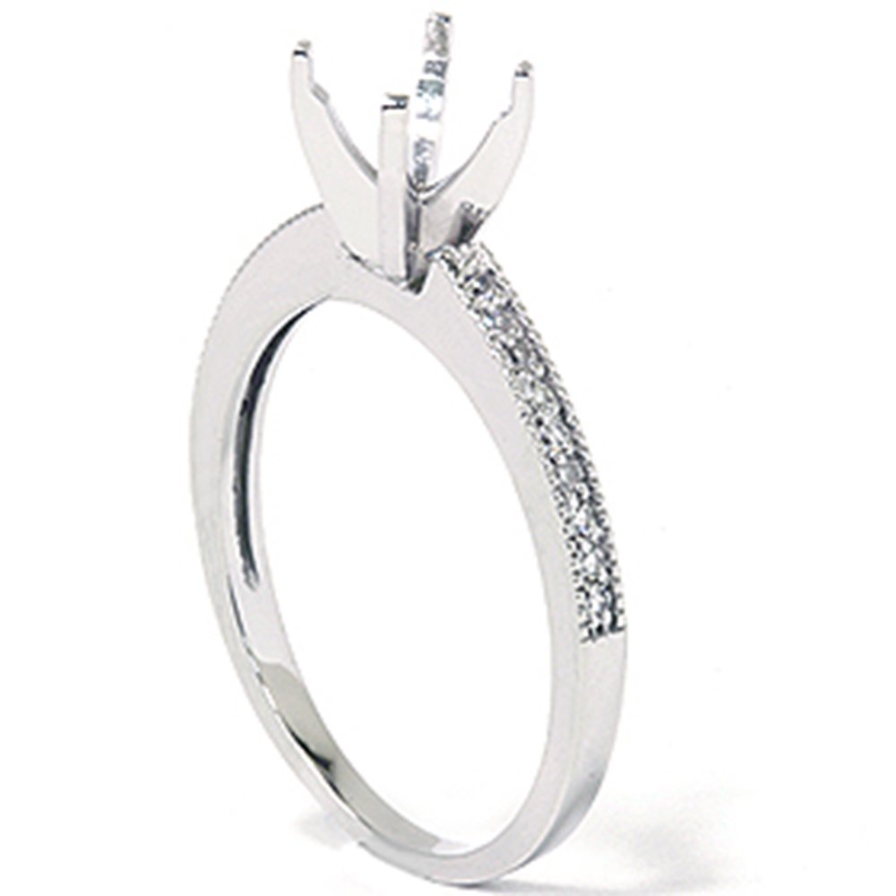 1/10 Ct Diamond Engagement Semi Mount Ring - 14K White Gold Wedding Band for Women, Perfect for Proposals, Anniversaries & Bridal Jewelry Gifts