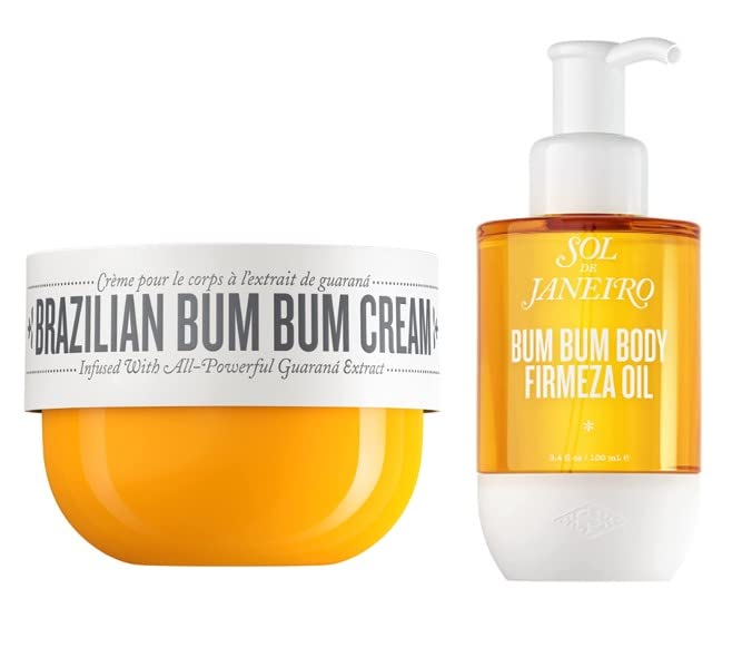 SOL DE JANEIRO Bum Bum Cream & Firmeza Body Oil Set - Hydrating & Firming Brazilian Body Care Duo for Smooth, Glowing Skin | Perfect for Daily Moisturizing & Post-Shower Treatment