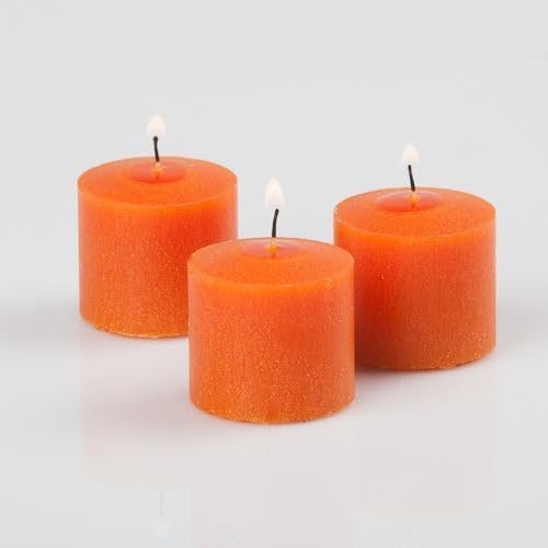 144 Orange Citrus Scented Votive Candles with 144 Clear Glass Holders - Bulk Set for Wedding, Spa, Restaurant & Home Decor Aromatherapy