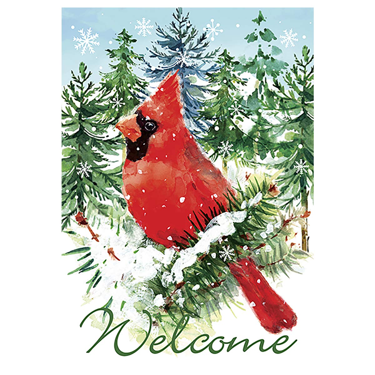 Morigins Double Sided Winter Christmas House Flag 28x40 Inch - Welcome Cardinals Design for Outdoor Holiday Decor - Perfect for Front Yard, Porch & Seasonal Celebrations