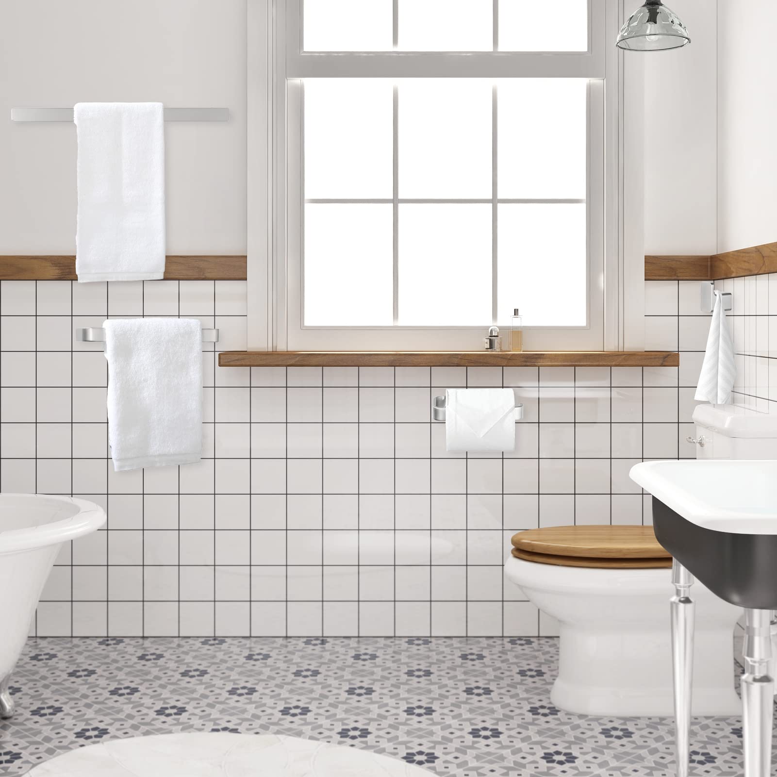 PARLOS Premium 4-Piece Bathroom Hardware Set - Brushed Nickel Finish - Includes 17
