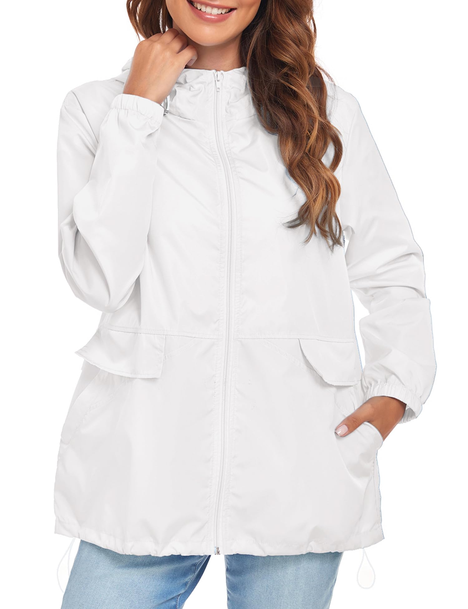 Women's Lightweight Waterproof Raincoat - Packable Windproof Hooded Jacket for Outdoor Activities (S-XXL) | Perfect for Hiking, Travel & Commuting
