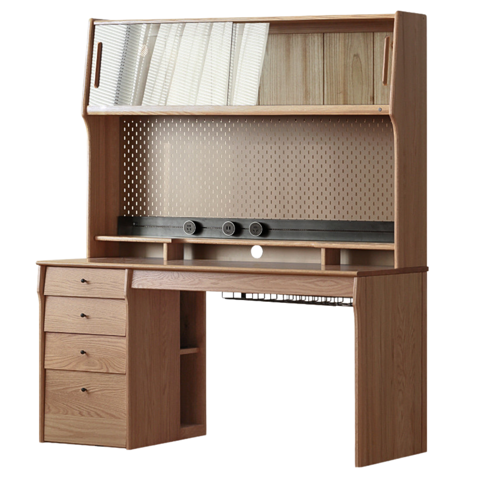 55.1x25.6x70.1 inch / 140x65x178сm / walnut color / Oak walnut solid wood desk + shelf + Bull power rail