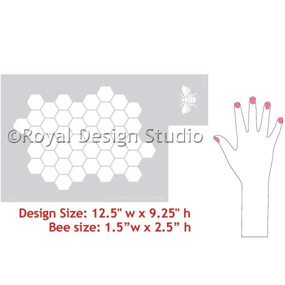 Hexagon Bee Hive Stencil Template for DIY Woodworking, Wall Art & Cake Decorating - Perfect for Beekeeping Crafts, Home Decor & Baking Projects