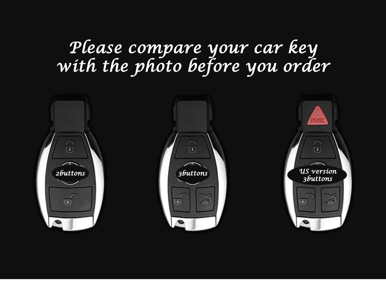 Premium ABS Leather Key Fob Cover Case for Mercedes-Benz - Compatible with Plug-in Smart Key Remote (Silver) | Durable Protection with Metal Keychain | Perfect for Everyday Use, Travel & Car Enthusiasts