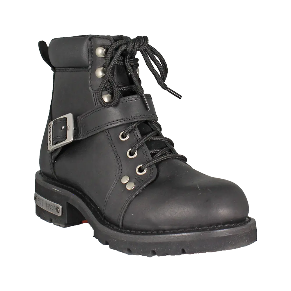 Ride Tec Women's 6 Inch Lace Up Motorcycle Boots - Black Leather Biker Boots for Riding & Casual Wear | Waterproof & Comfortable for Long Rides
