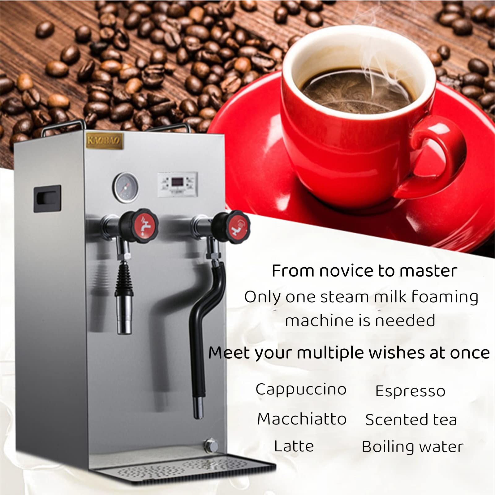 8L/270 oz Commercial Milk Frother and Steamer - Automatic Coffee Frothing Machine with LCD Display for Latte, Cappuccino, Hot Chocolate - Perfect for Coffee Shops, Cafes & Dessert Making