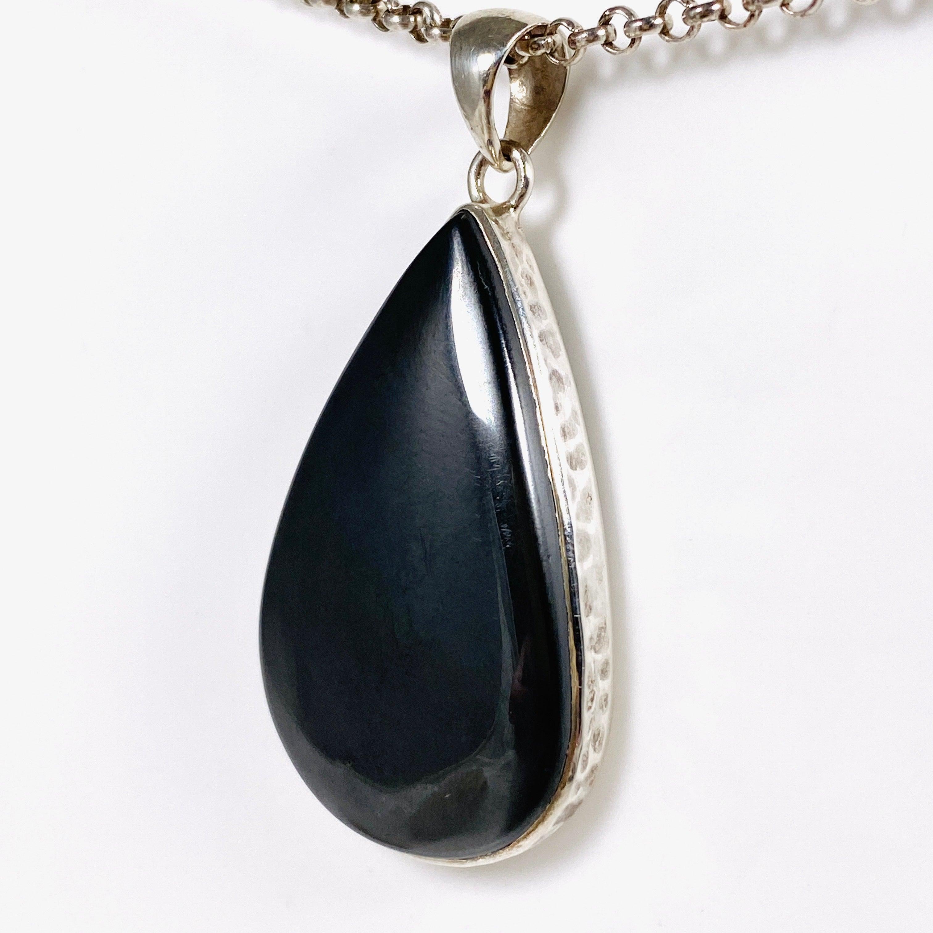 Natural Hematite Teardrop Pendant Necklace for Women - Elegant Healing Crystal Jewelry Gift - Perfect for Meditation, Energy Balancing & Everyday Wear