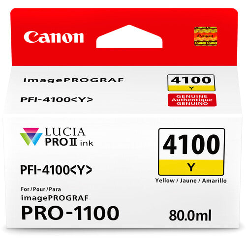 Canon PFI 4100 Yellow Pigment Ink Tank (80mL) - High-Quality Printer Ink for Canon Printers - Perfect for Home, Office & Photo Printing