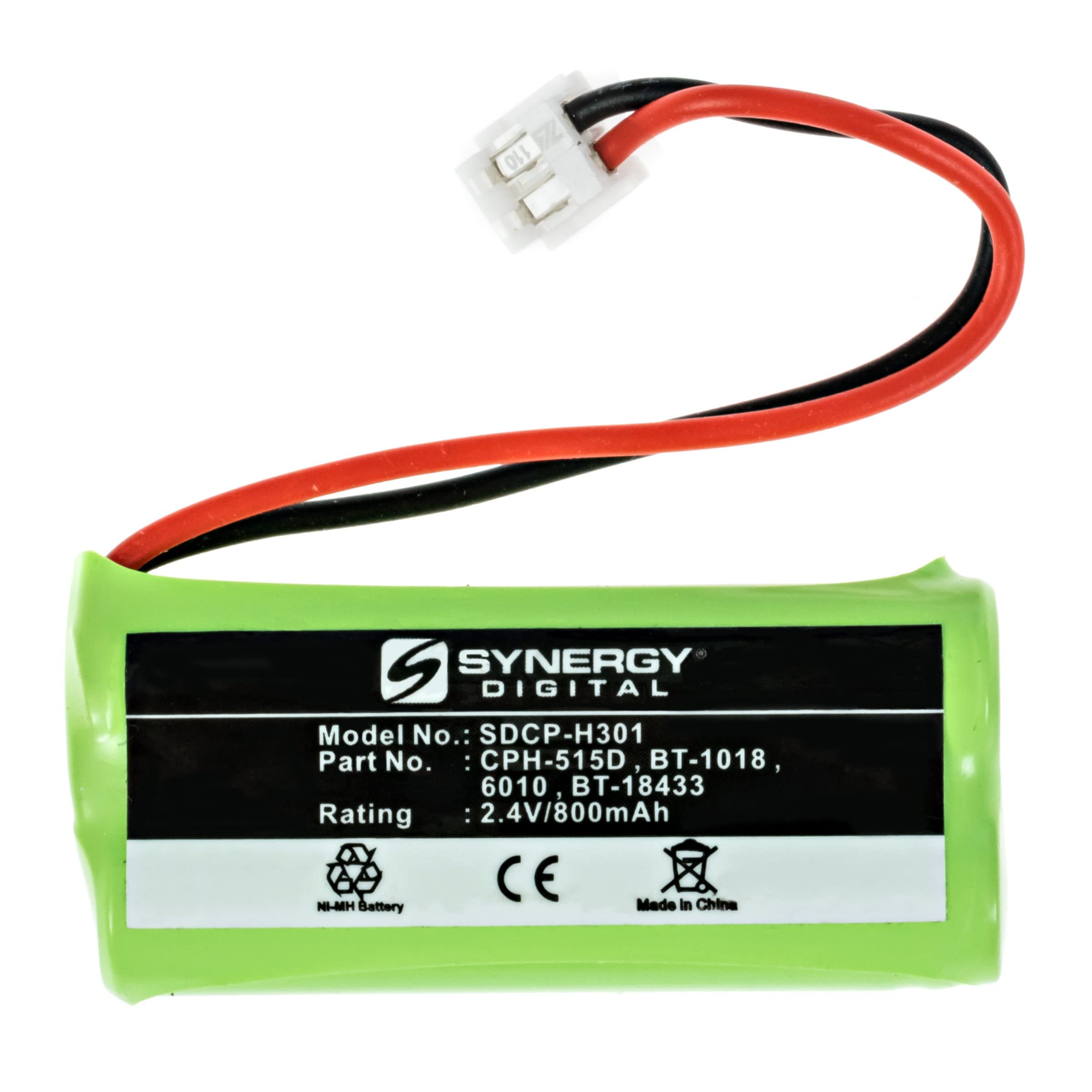 Synergy Digital Cordless Phone Battery - Compatible with Uniden DECT3080-6 Cordless Phone, Ni-MH 2.4V 800mAh High Capacity Replacement Battery for Home & Office Use