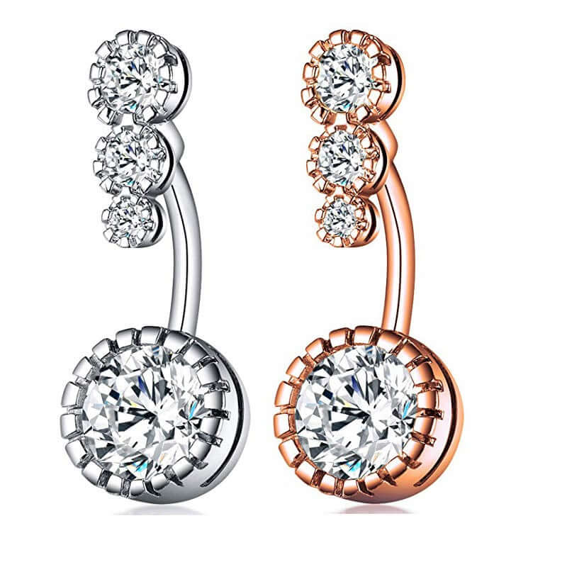 Sparkly Belly Button Piercing - Stainless Steel Navel Ring with Crystals | WH6011 | Perfect for Parties, Beach Wear & Body Jewelry Fashion