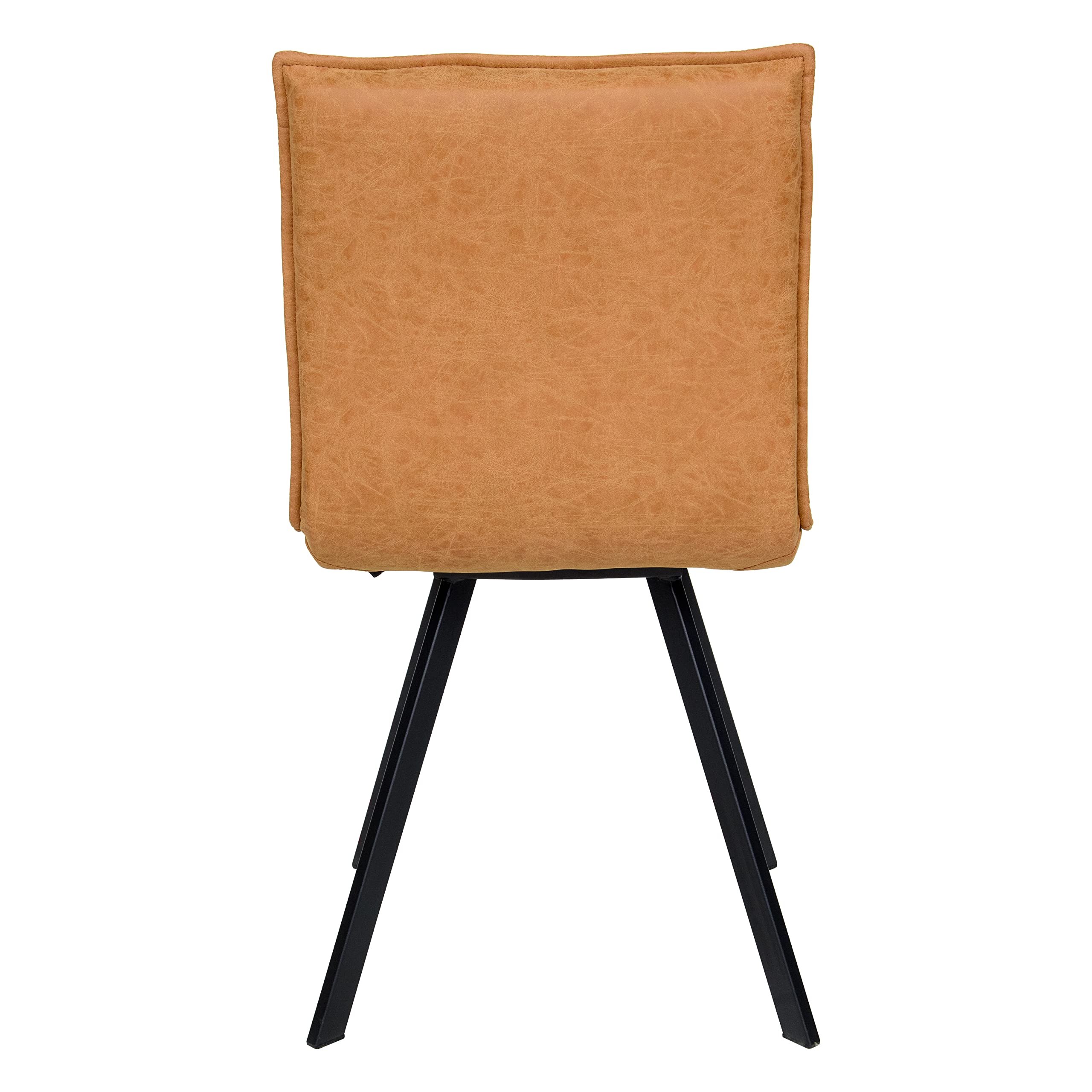 LeisureMod Wesley Modern Leather Kitchen & Dining Chairs Set of 2 - Light Brown Faux Leather Upholstery with Sturdy Metal Legs - Perfect for Breakfast Nook, Dining Room, or Kitchen Island Seating