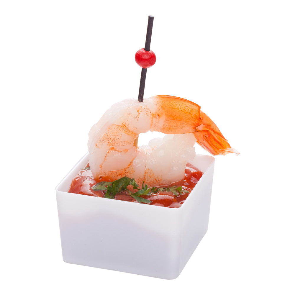 2 oz Square White Plastic Short Quadrato Cups - 1 3/4