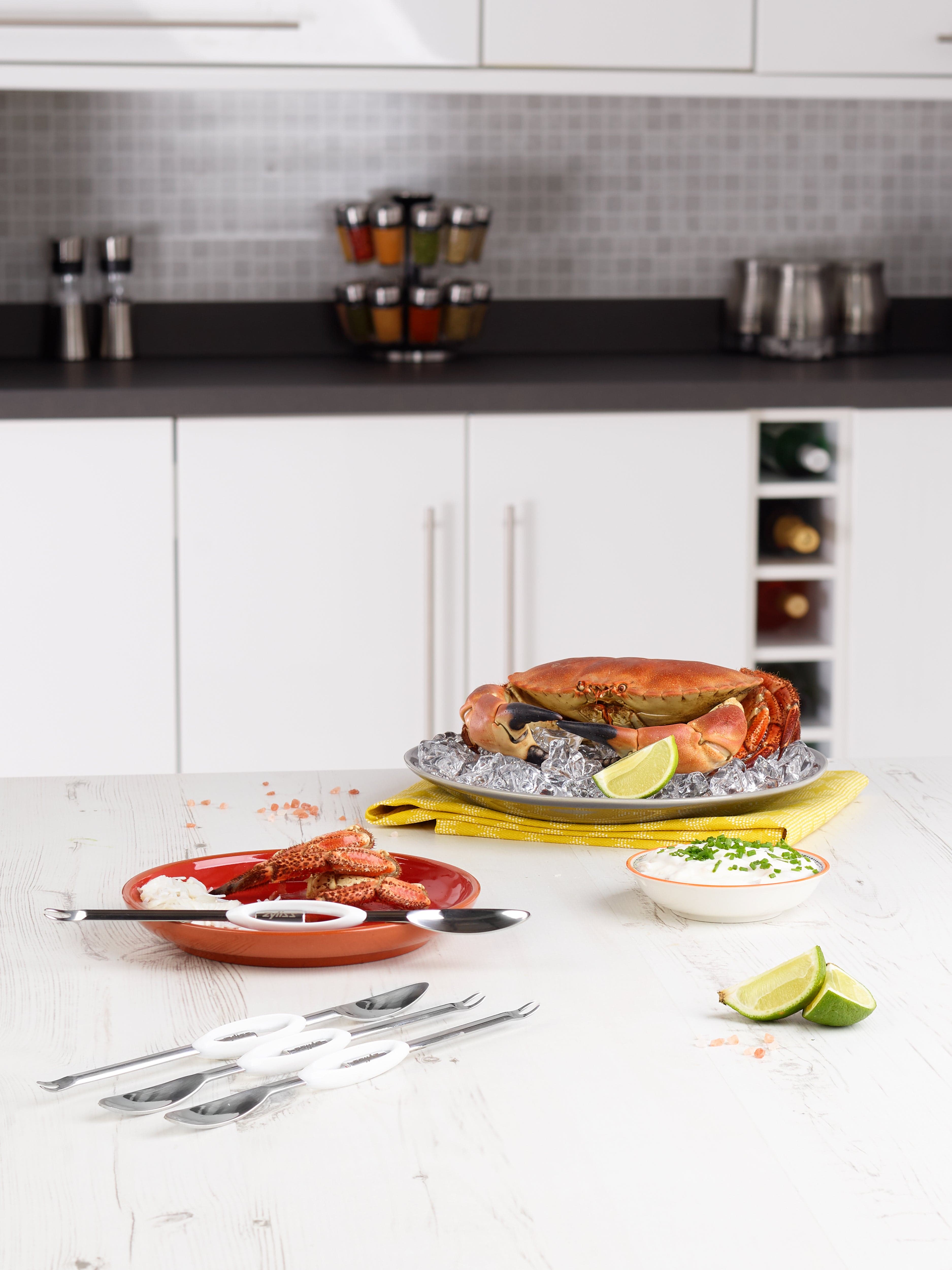 Zyliss Stainless Steel Seafood Picks Set of 4 - Crab Lobster Shrimp Shell Crackers with Ergonomic Handles for Seafood Lovers & Home Chefs - Perfect for Crab Feasts, Seafood Boils & Dinner Parties