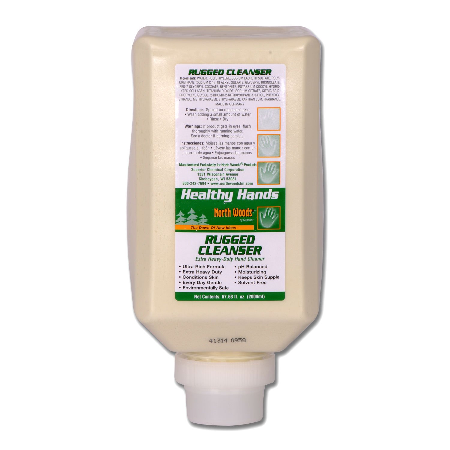 North Woods Healthy Hands Rugged Extra Heavy Duty Hand Cleaner - Pack of 4 | Industrial Strength Hand Soap for Mechanics, Gardeners & Outdoor Workers | Tough on Grease, Dirt & Oil