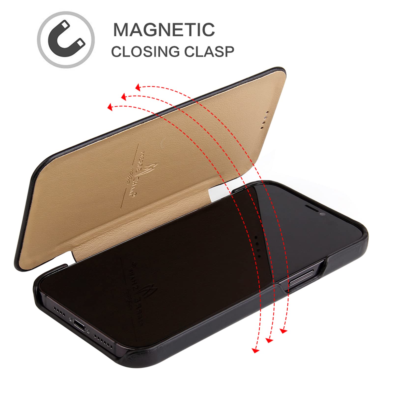 Genuine Vintage Leather Case for iPhone 12 Mini/12/12 Pro/12 Pro Max - Slim Full Leather Handmade Ultra Thin Retro Folio Flip Cover with Shockproof & Anti-Slip Protection (Black) - Perfect for Daily Use, Travel & Business Protection
