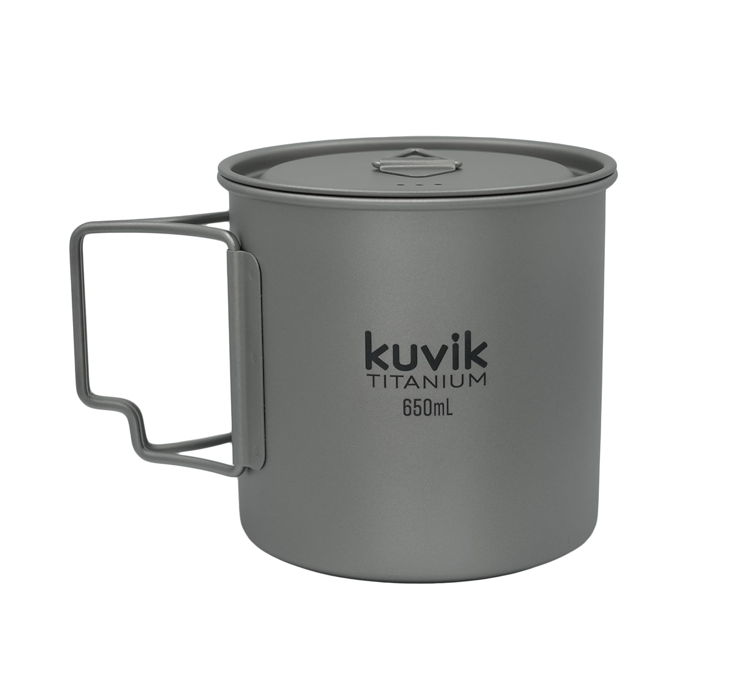 Kuvik Titanium Pot with Lid 650ml (22 oz) - Ultralight Compact Camping Cookware for Backpacking, Hiking & Outdoor Survival - Perfect for Boiling Water, Cooking Meals & Emergency Preparedness