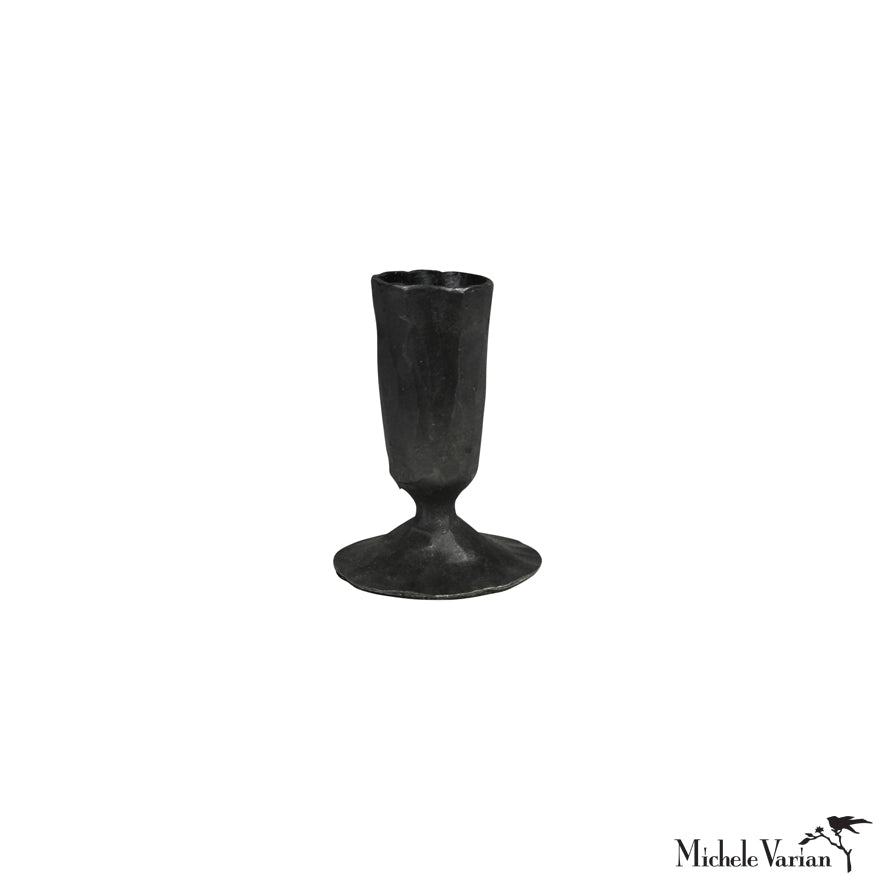 3 Inch Blackened Candle Holder - Short Metal Candle Stand for Table Decor, Wedding Centerpieces & Home Decor