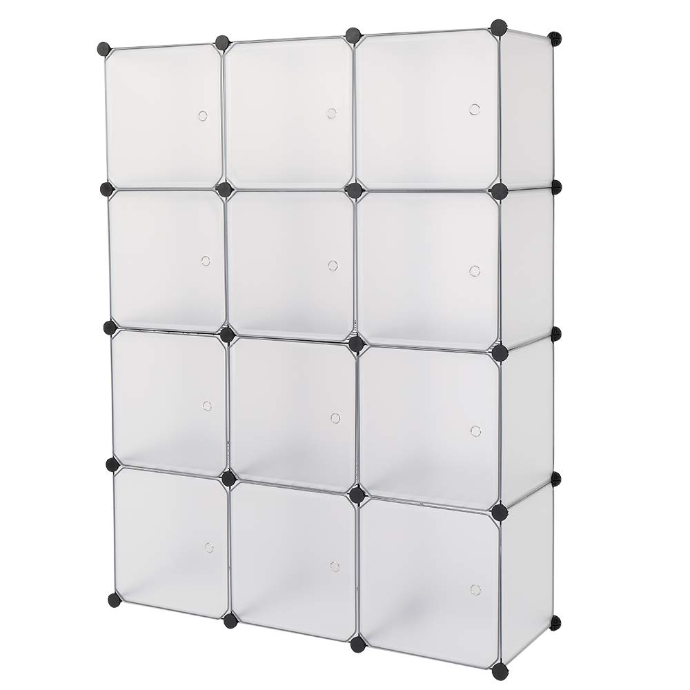 12-Cubby Closet Organizer - White Storage Shelves for Home & Office