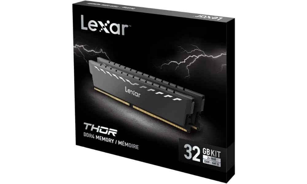 Lexar 32GB (2x16GB) DDR4 3200MHz RGB Gaming Memory Kit - Thor Series DIMM RAM for High-Performance PC Builds - Perfect for Gaming, Streaming & Content Creation