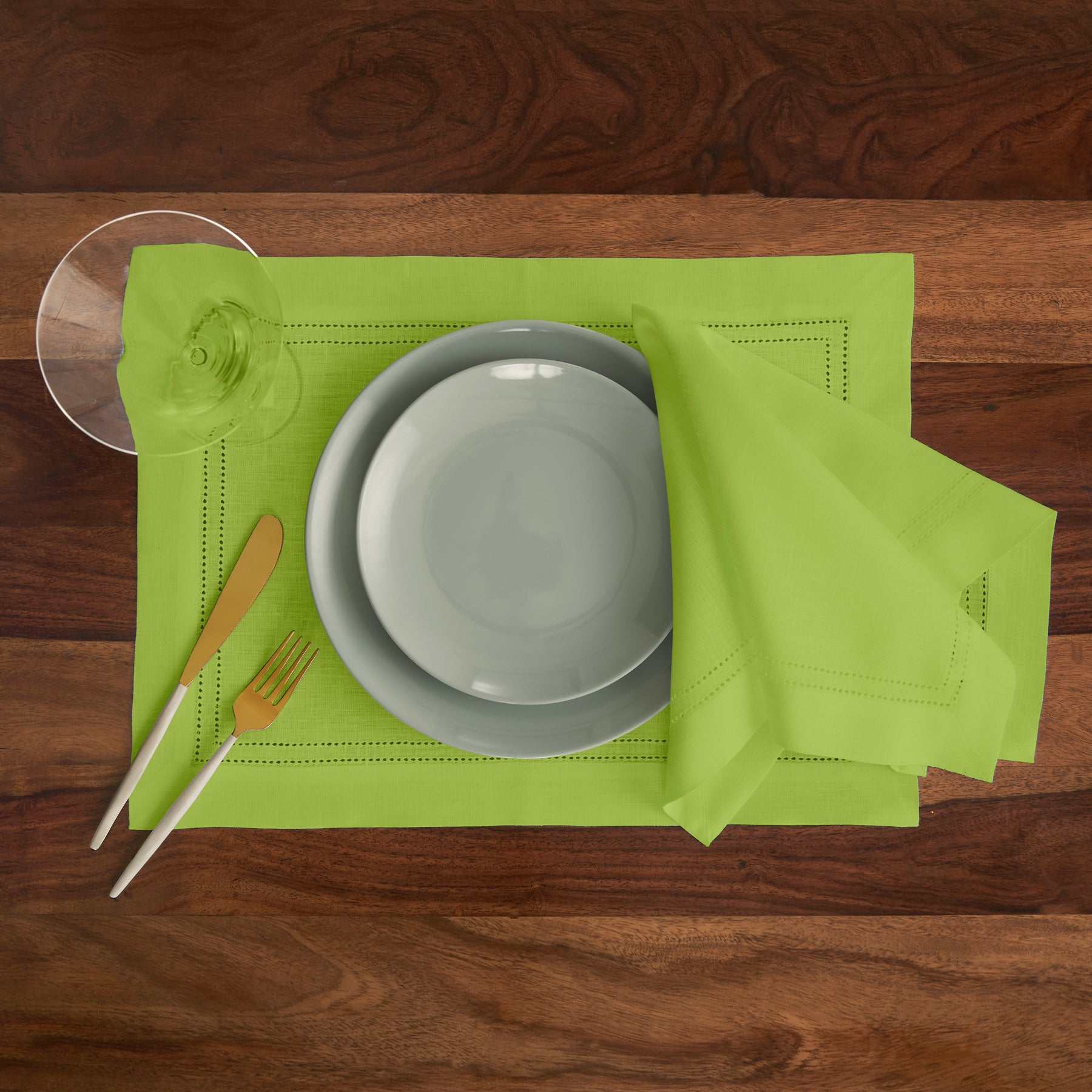 Premium Linen Double Hemstitch Placemats Set of 4 - Elegant Table Decor for Dining Room, Kitchen, and Special Occasions