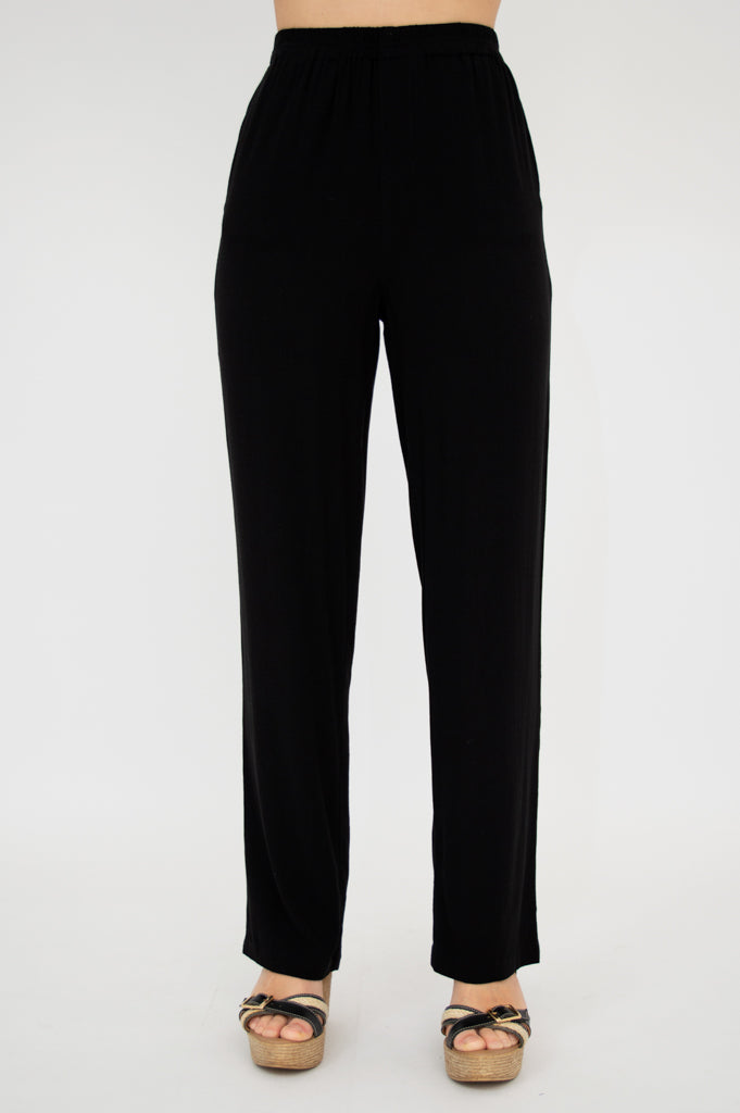 Bella Women's Linen Bamboo Pants - Soft & Breathable Black Lounge Pants for Yoga, Travel & Home Comfort