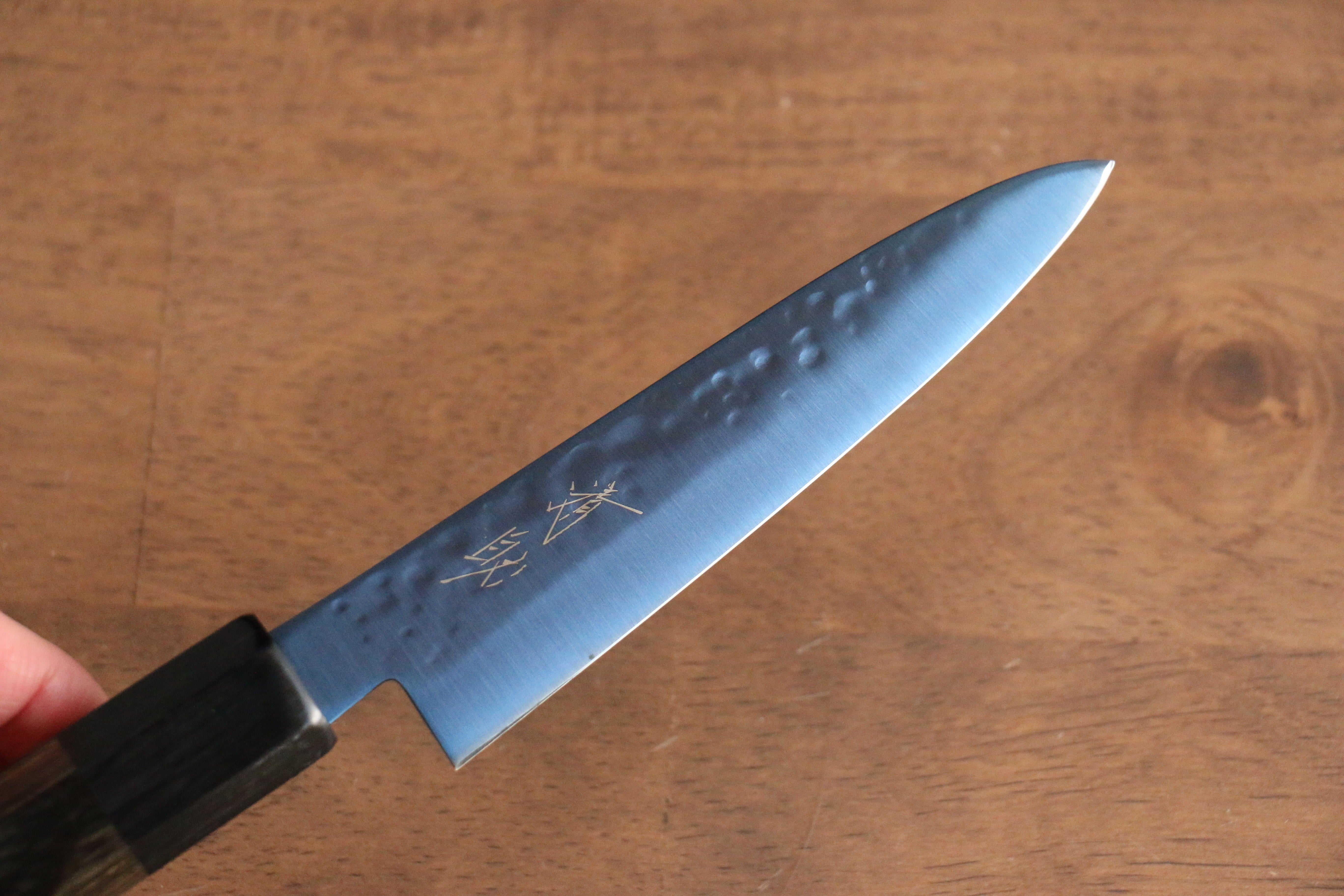 Seisuke SK 85 Hammered Petty Utility Knife 120mm - Ion Plated Blade with Gray Pakka Wood Handle - Perfect for Slicing, Chopping & Kitchen Prep