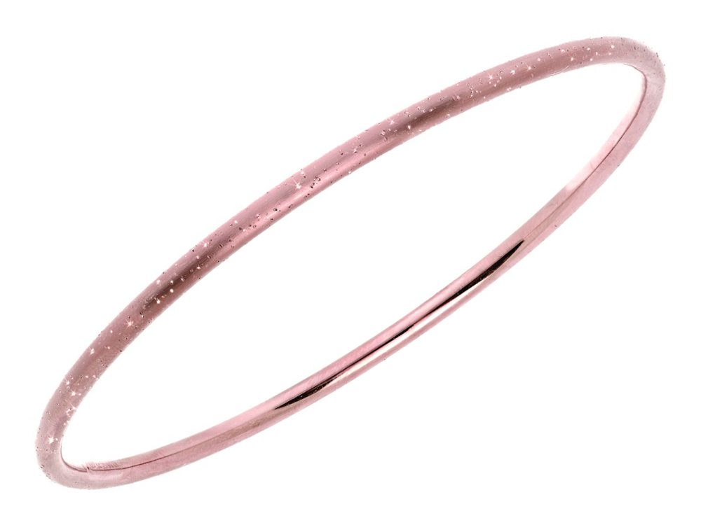 Fine Jewelers Silver Rose Finish Shiny Stardust Textured Slip-On Bangle Bracelet for Women - Perfect for Weddings, Parties & Everyday Elegant Wear