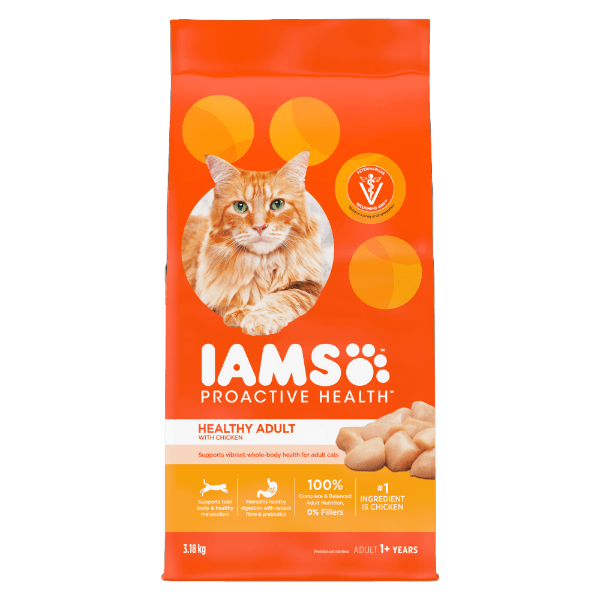 IAMS Proactive Health Healthy Adult Dry Cat Food with Chicken - Premium High Protein Kibble for Indoor & Outdoor Cats - Supports Muscle Growth & Digestive Health