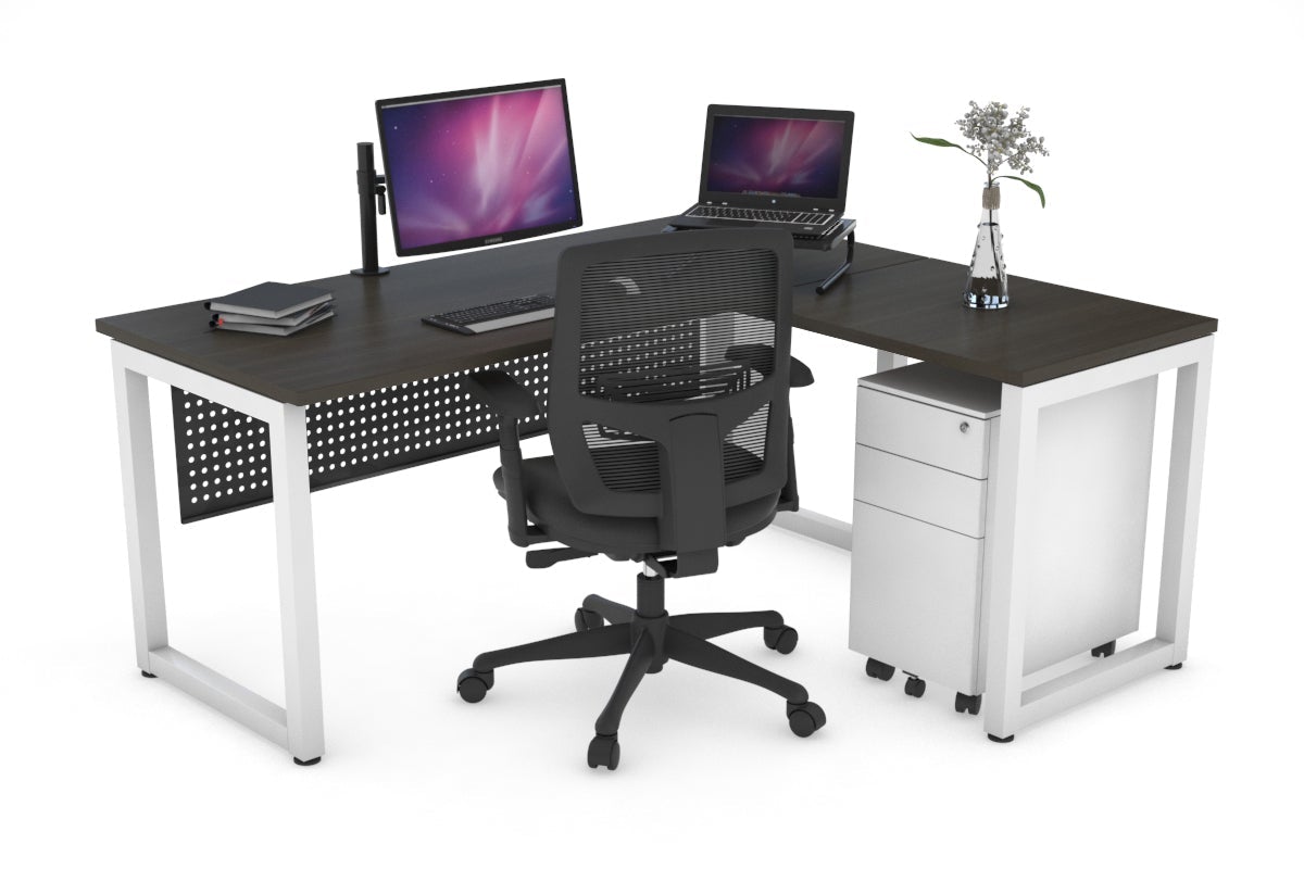L-Shaped Corner Office Desk with Quadro Loop Legs - 1600L x 1700W Dimensions - Perfect for Home Office, Gaming Setup & Workspace Organization