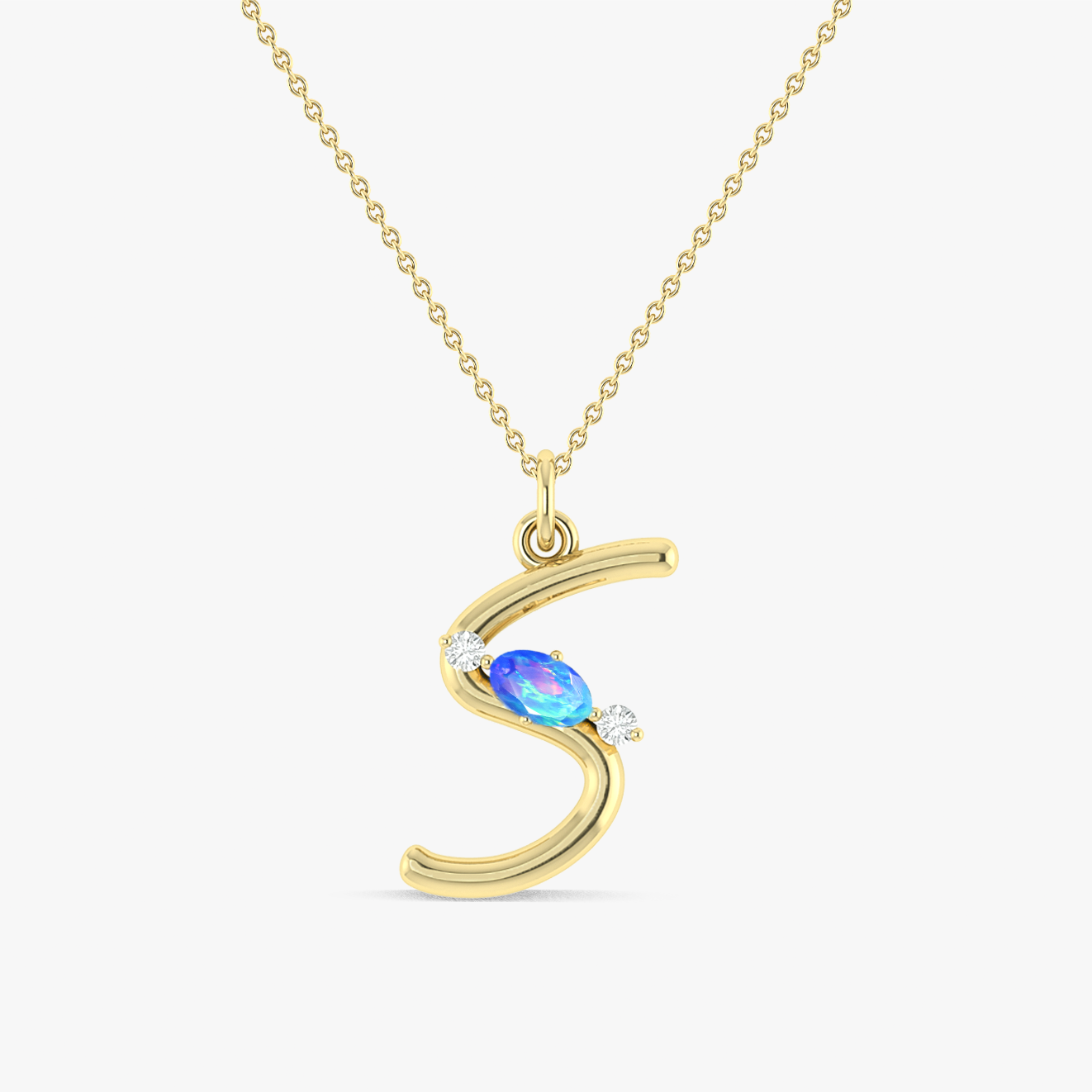 Blue Opal Gemstone Letter S Initial Necklace - Elegant Personalized Jewelry Gift for Women, Perfect for Birthdays, Anniversaries & Special Occasions