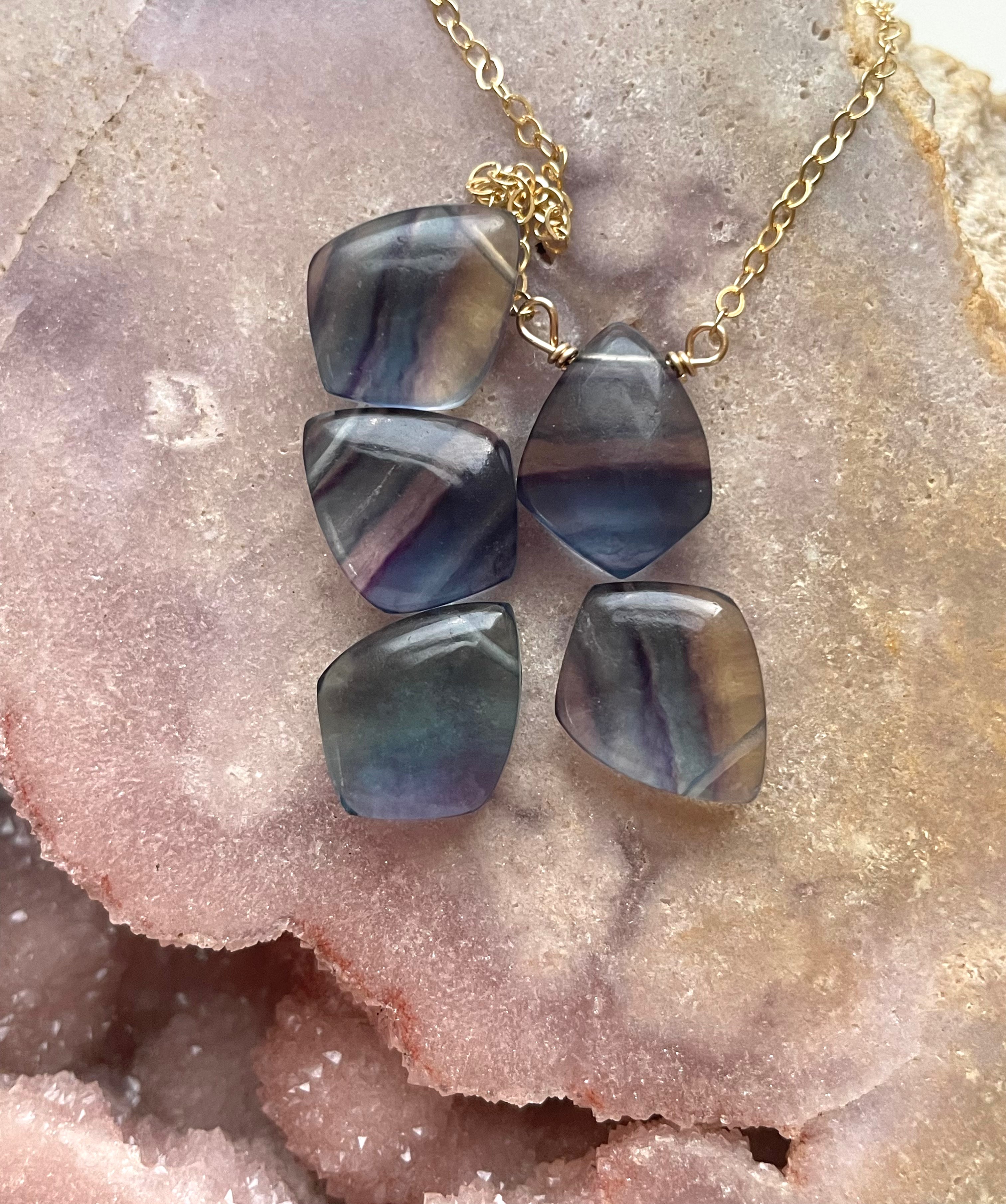 Rainbow Fluorite Pendant Necklace - Healing Crystal Jewelry for Women - Elegant Spiritual Gift for Meditation, Energy Balancing & Chakra Healing