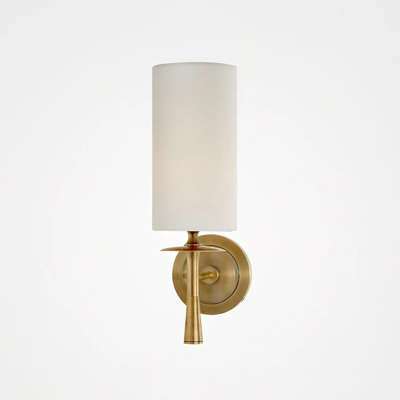 Farber Fabric Wall Sconce - Modern Boho Light Fixture for Bedroom, Living Room & Hallway - Soft Glow Decorative Wall Lamp with Linen Shade (White)