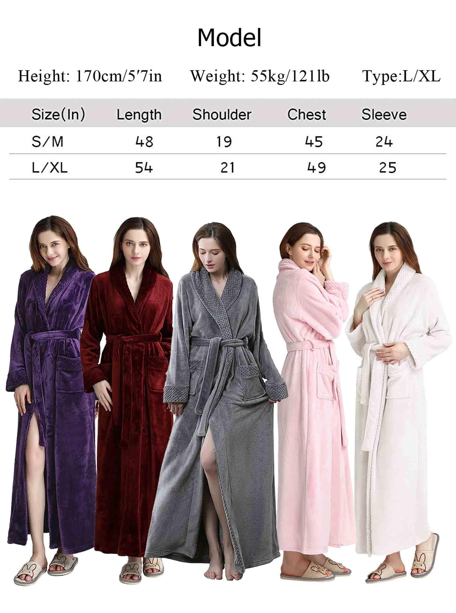 Artfasion Women's Long Fleece Robe - Soft Warm Winter Bathrobe with Pockets, Cozy Floor Length Flannel House Coat for Relaxing at Home, Spa Days & Cold Weather Comfort